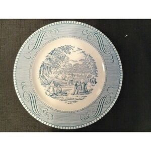 Royal USA Currier and Ives Blue Harvest Bread and Butter Plate 6.25" Vintage
